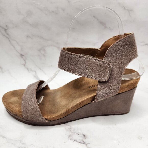Lucky Brand LP-Kamilia Tan Suede Leather Wedges Sandals Women's 8.5 - Picture 1 of 8